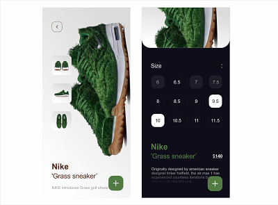 UI/ nike grass sneaker digital digital design mobile design mobile ui nike online shop sneaker ui ui design