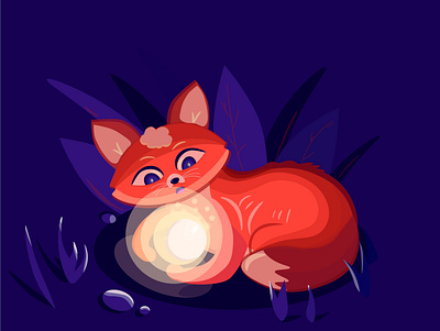 Fox animal forest fox illustraion light night vector