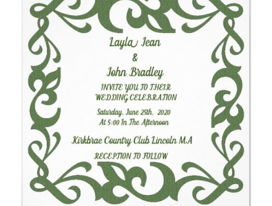 Green Elegant Wedding Invitation celebrate celebration engagement green invite invites married newlyweds pretty wedding zazzle