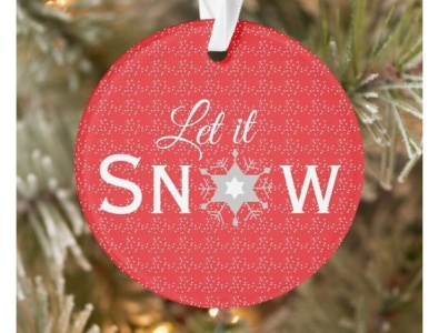 Let it snow ornament christmas tree colorful holidays ornament pretty red snow trees zazzle
