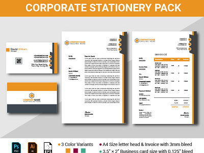 Corporate Stationery Pack -2 business card design corporate branding corporate identity invoice design letterhead design stationery design stationery set