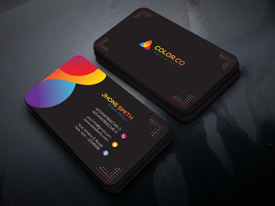 Colorful Business Card black business card business card design colorful business card colors corporate business card corporate identity gradient business card illustration