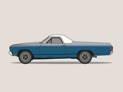 El Camino car classic illustration negativebear retro truck