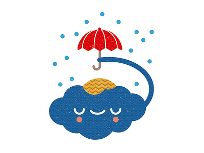 Cloud character cloud illustration negativebear rain retro texture umbrella