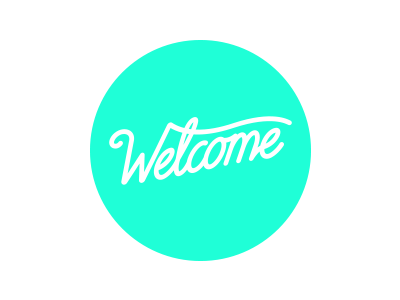 Welcome circle cubhaus green greetings hello hi mint negativebear script typography welcome