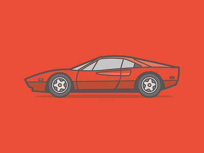Ferrari 308 GTB 1980 80s auto car cubhaus ferrari illustration red sports car vector