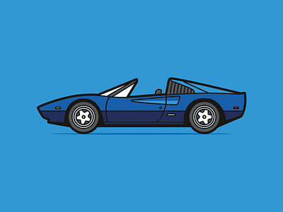 Ferrari 308 GTS 1980 80s auto blue car cubhaus ferrari illustration sportscar vector