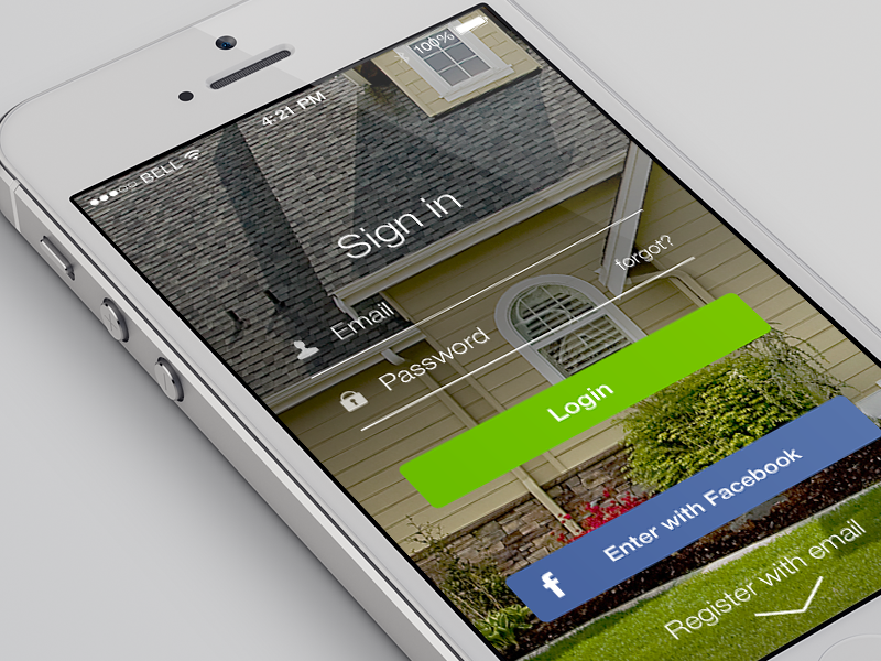 Login screen for real estate app by Alexander Protikhin on Dribbble
