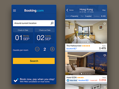 Hotel search app booking booking.com form hotels ios ios7 iphone search travell