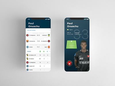Football Player Profile app dailyui design flat football interface ios iphone iphone x mobile player profile soccer stats uefa ui ux