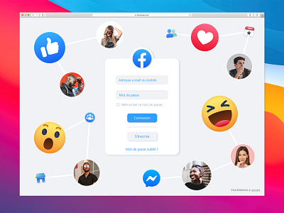 Redesign of the Login Screen of Facebook app branding design flat icon minimal ui ux web website