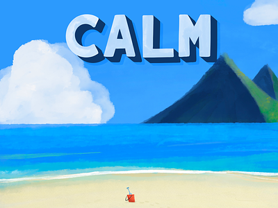 Calm beach calm digital drawing ipad mountain procreate