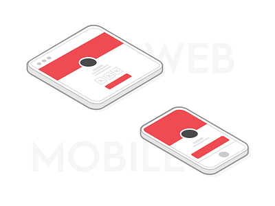Isometric icons icons illustration isometric mobile red vector web