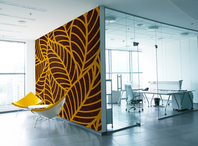 Sustainawall - Yellow Palms coconut design interior murals office palms plastics sustainability sustainable wall design walls yellow