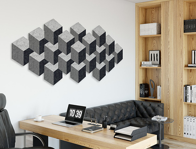Sustainawalls - Cubes art cubes mural office recycled art recycling sustainability sustainable wall