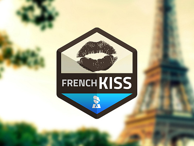 Kiss French Gift app badge cube eiffel flirt france gift holidayflirt illustration kiss vector virtual