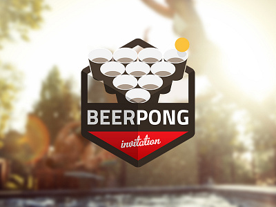 Beerpong Invitation Gift app badge beerpong cube cups flirt gift holidayflirt illustration party vector virtual