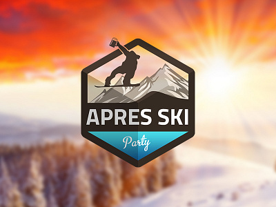 Après-ski Party Gift apres ski badge beer gift glass icon illustration jump mountains vector virtual