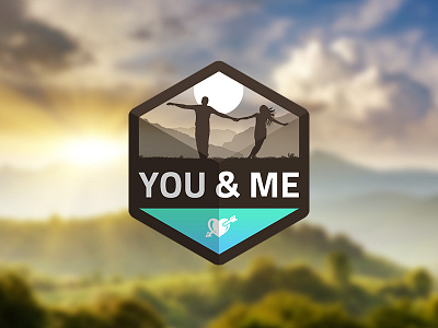 You & Me Gift badge gift hands icon illustration love mountains vector virtual you and me