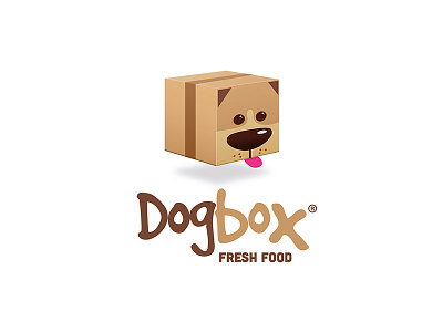 Dogbox logo - Version 2 box dog doggy fun illustration logo package product sausage