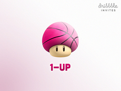 2 Dribbble Invites! 1 up 1 up 3d basketball dribbble extra life invite invites mario toad