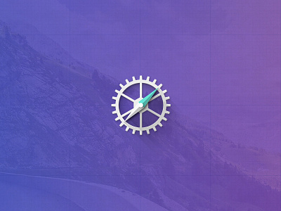 Compass icon cogwheel compass finder flat icon long shadow parts photo purple scout shadow