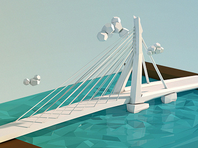 Bridge of Rotterdam - LowPoly art bridge design erasmus lowpoly poster rotterdam