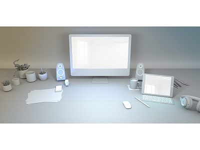 Clay Desk cinema4d clay desk mockup render white