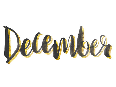 December brush lettering calendar december gold lettering