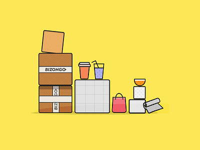 Packaging shot for Bizongo flat icons illustrations packaging