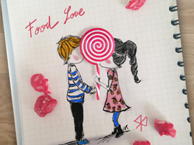 Food love day draw food love valentines