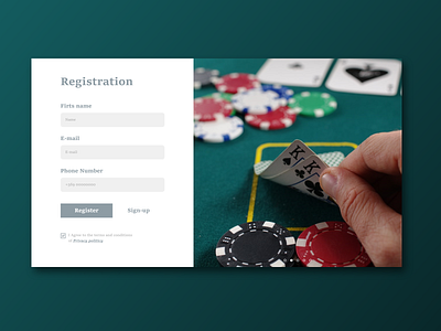 Sign up form - register design - poker UX/UI