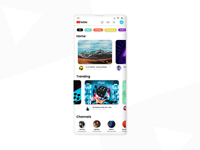 YouTube Mobile - Light Cards cards color light mode minimal mobile mobile ui phone phone app ux video youtube