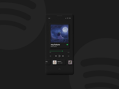 Spotify Mobile - Dark Neumorphic dark mode dark theme minimal minimalist mobile music music player neumorphic soft spotify ui uiux