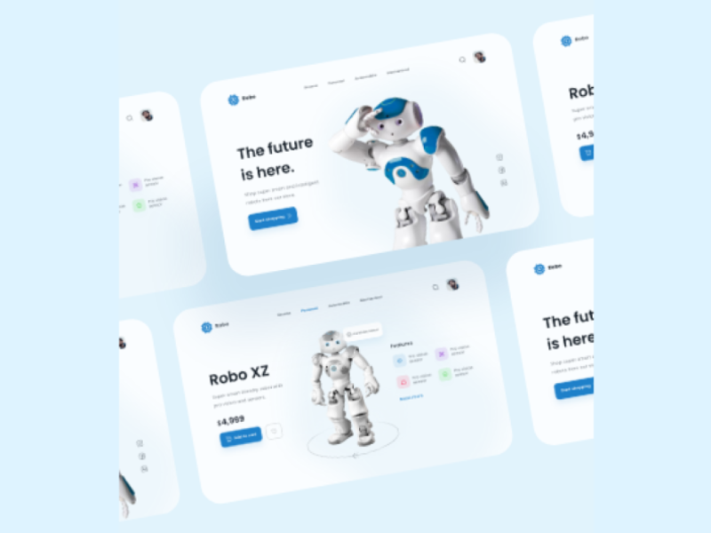 Robot store web UI by Godwin Ebri on Dribbble
