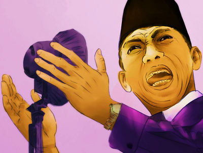 President Soekarno digitalart digitalpainting hero illustration illustrator indonesia photoshop popart potrait president vibrant color