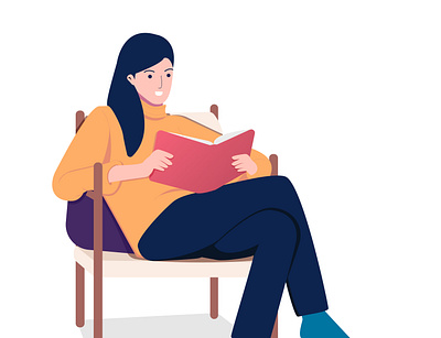 women reading book design digitalpainting illustration illustrator modern art potrait vector