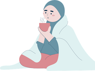 Muslim Girl Illustration in Wintertime