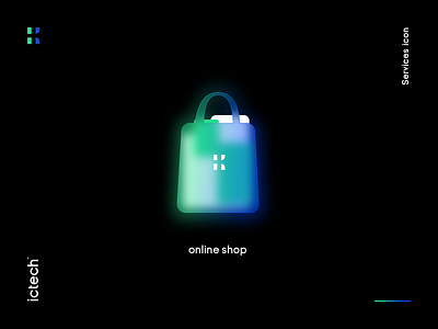 Online shop brand identity digital flat gradient icon illustration logo online shopping online store vector