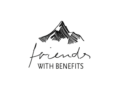 LOGO SKETCH FOR FRIENDS WITH BENEFITS benefits black design font friends logo mountain script sketch white with
