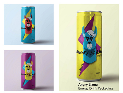 Angry Llama Energy Drink branding design illustration logo vector