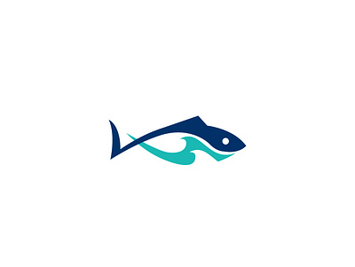 fish n wave flat logo icon illustration logo logo design minimalist logo