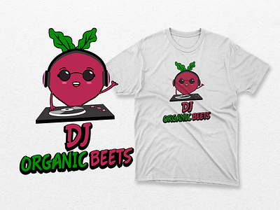 DJ Organic Beets cute design funny kawaii tshirt design vegan vegetables