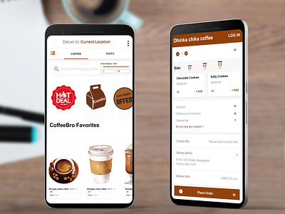 CoffeeBro Application- UX/UI Design app coffee coffee shop delivery app design desin2020 drinks menu flat food illustration interactive interface minimal mobile app mobileui restaurent ui ux
