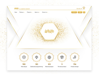 White graphic company design figma figmadesign gold graphic header hero hero banner photoshop ui ux web white