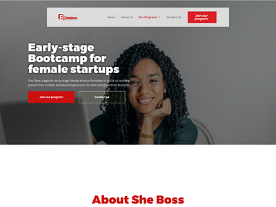 web page - She Boss branding graphic design logo motion graphics ui