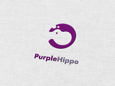 Purple Hippo Logo brand identity design flat logo minimal vector