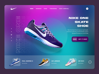 Nike Shoes Landing Page cyberpunk gradient landing page nike ui