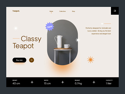 Teapot Vintage Minimalist Landing Page landing page minimal shop ui uidesign web