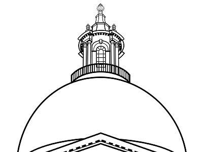 Massachusetts State House Boston, MA Close-up architecture boston building house illustration line massachusetts state